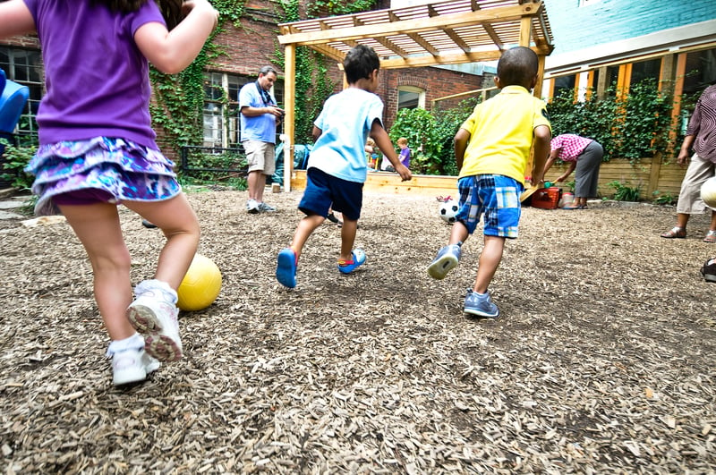 Children play outside