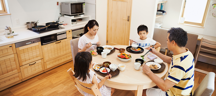 family eating dinner