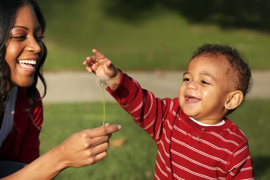 mother and child playing