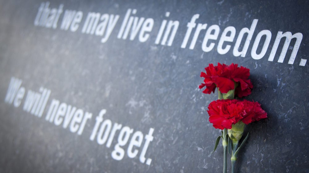 a flower placed at the September 11 memorial at the Pentagon.