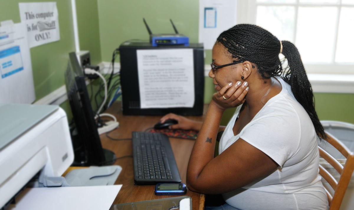 woman working at computer