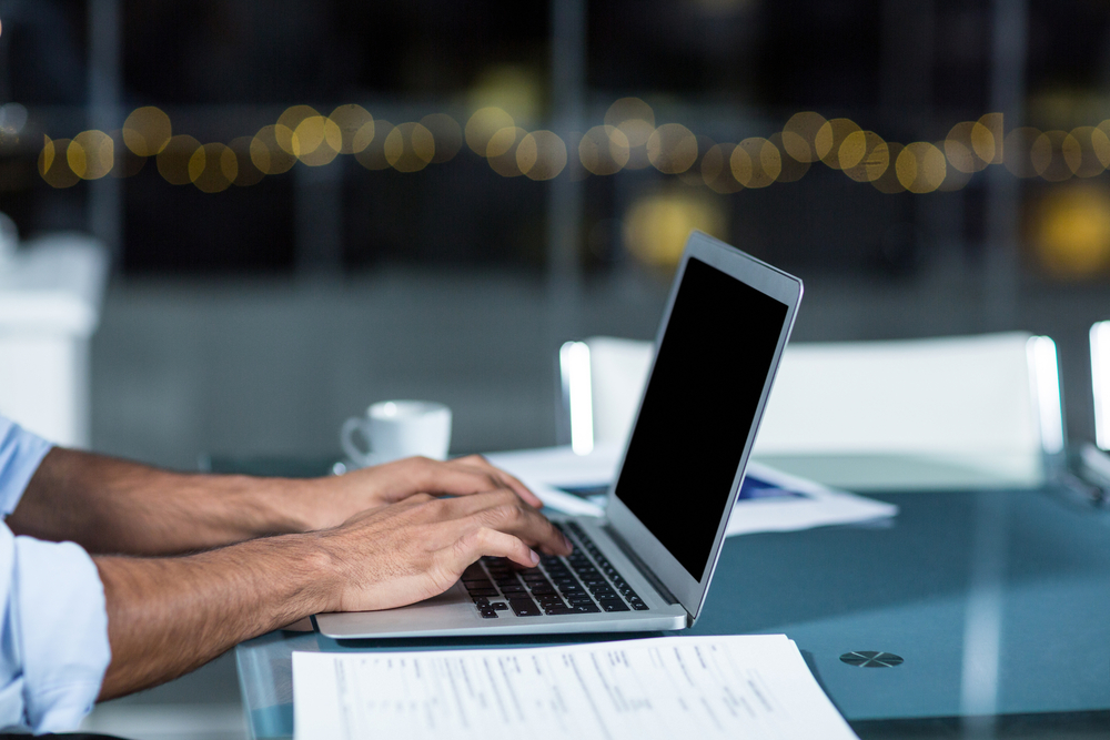 Man conducts video call on laptop